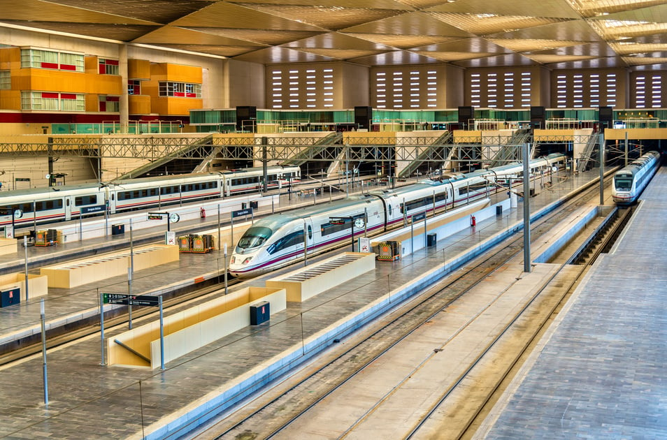 Modern Trains at Zaragoza Delicias Station